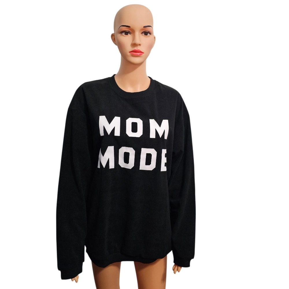 Mom Mode Crewneck Black Sweatshirt Sz M